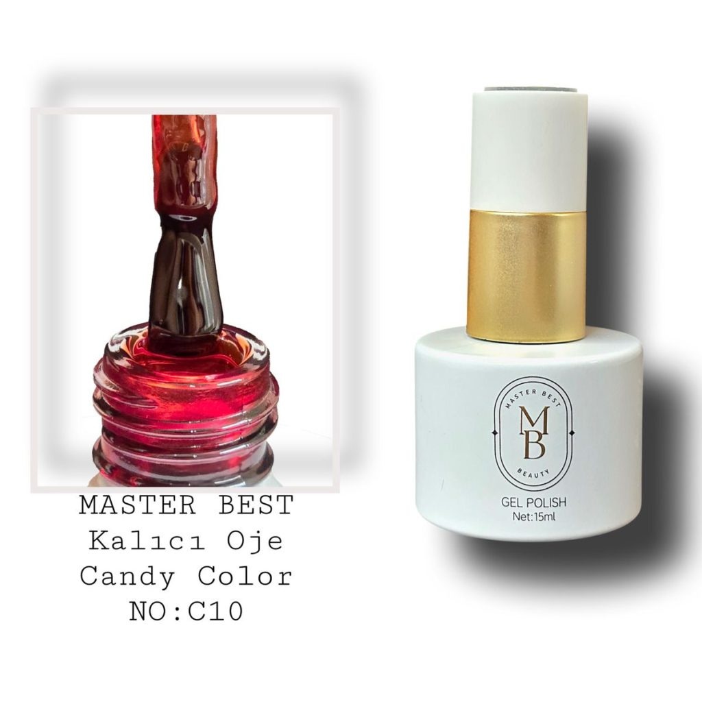Masterbest candy kalıcı oje 15ml C10 sıcak kırmızı turuncu jöle