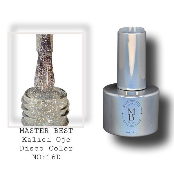 Masterbest disco kalıcı oje 15ml 016D saf gümüş metalik