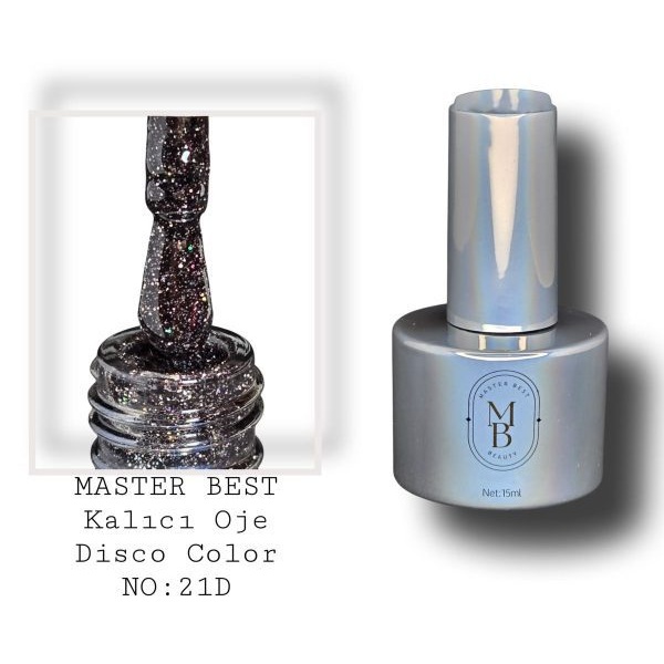 Masterbest disco kalıcı oje 15ml 021D koyu siyah gümüş