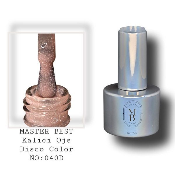 Masterbest disco kalıcı oje 15ml 040D gül kurusu pembe gümüş