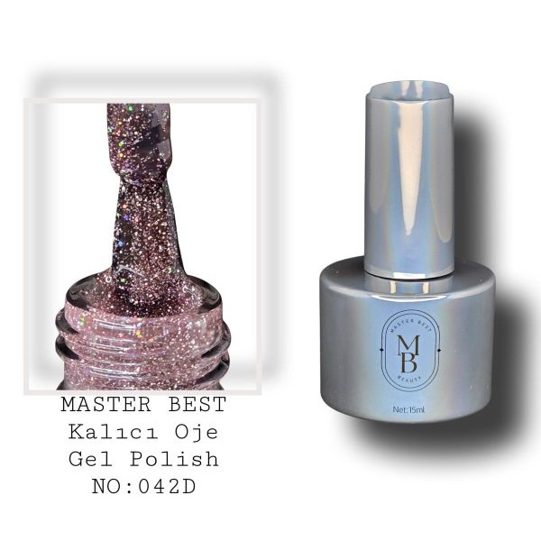 Masterbest disco kalıcı oje 15ml 042D koyu mor kahve gümüş