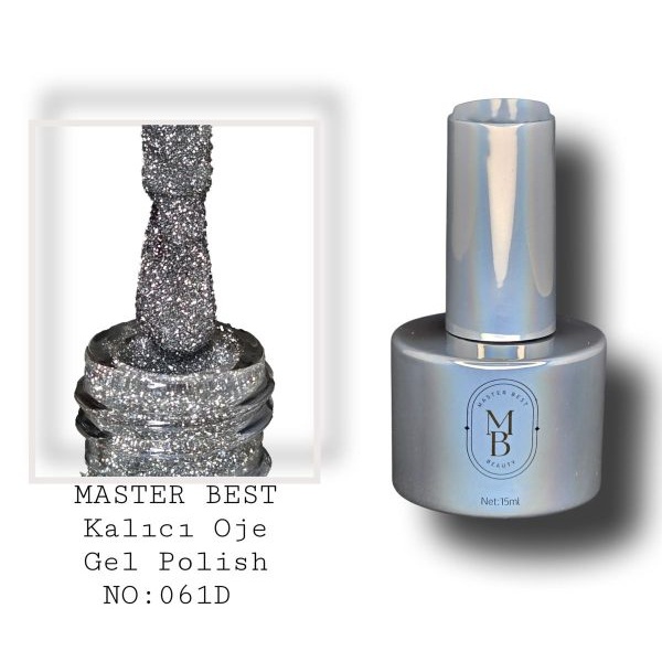 Masterbest disco kalıcı oje 15ml 061D orta gri gümüş