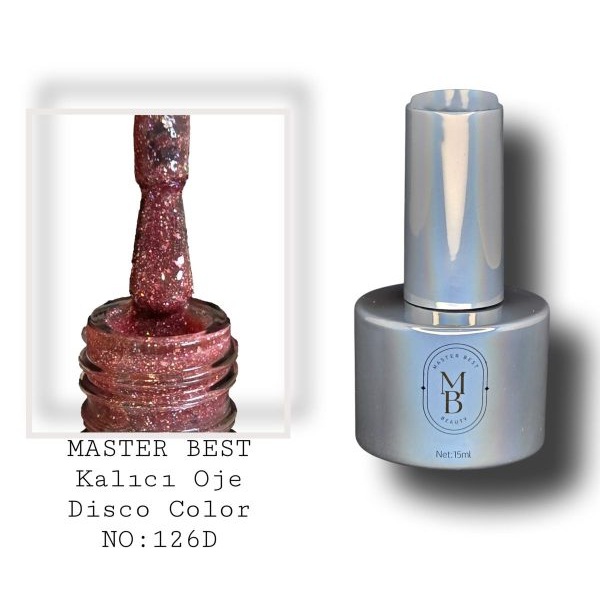 Masterbest disco kalıcı oje 15ml 126D gül ahşabı altın gümüş