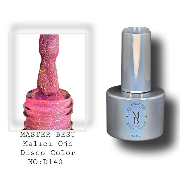 Masterbest disco kalıcı oje 15ml 140D canlı pembe magenta holografik