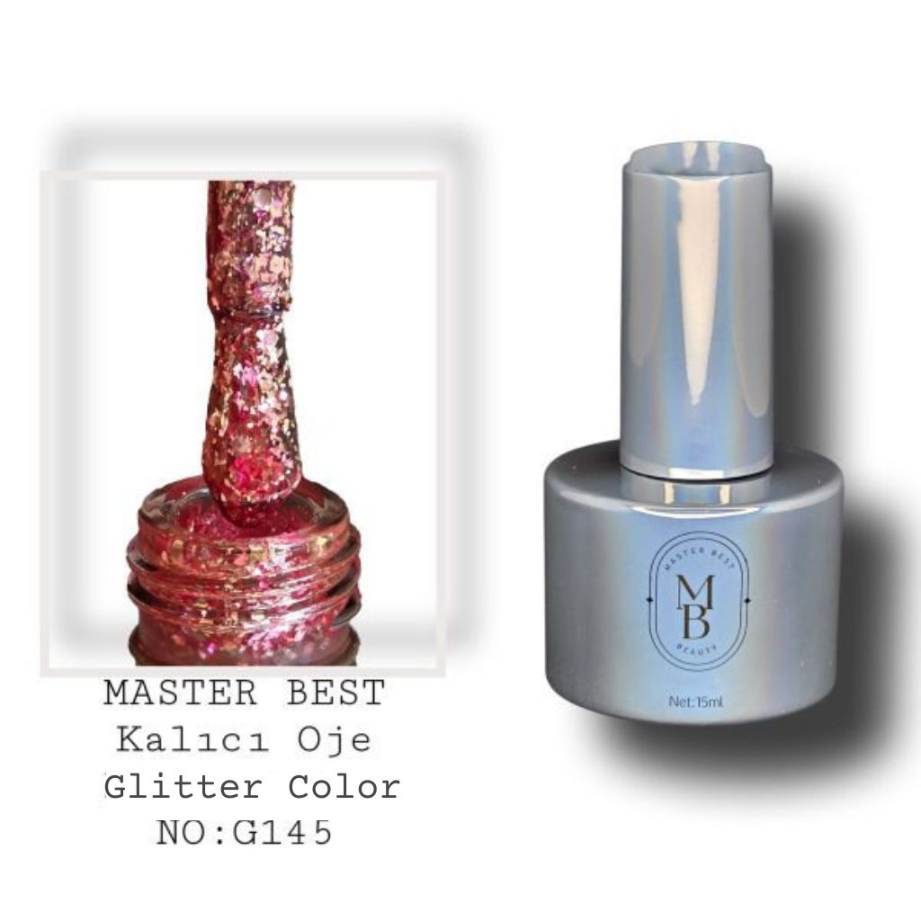 Masterbest kalıcı oje 15ml 145G derin gül pembe simli şişe