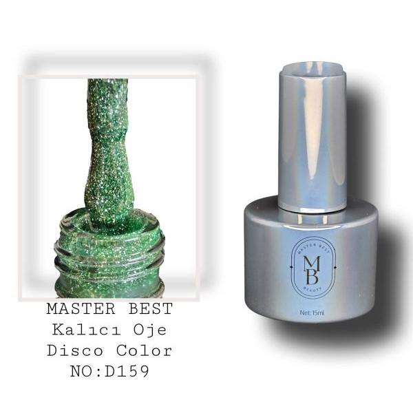 Masterbest disco kalıcı oje 15ml 159D koyu zeytin yeşil gümüş