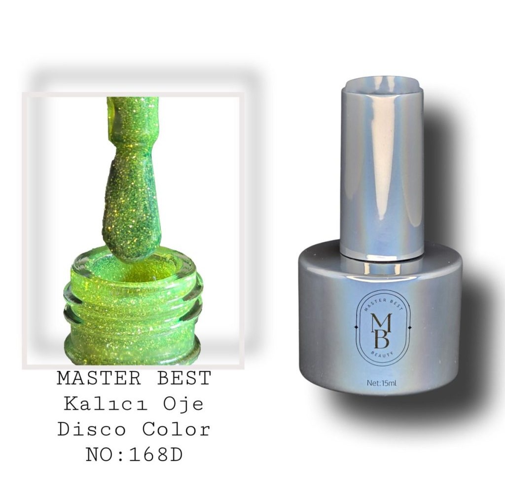 Masterbest disco kalıcı oje 15ml 168D elektrik limon yeşil altın