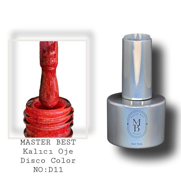 Masterbest disco kalıcı oje 15ml DD11 saf parlak kırmızı soluk altın
