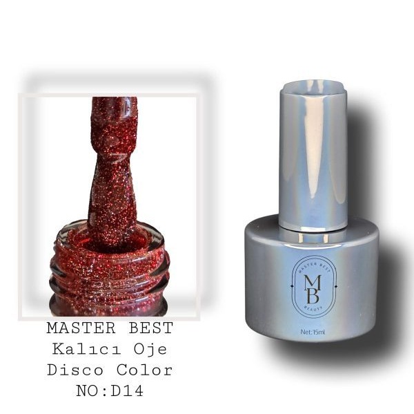 Masterbest disco kalıcı oje 15ml DD14 derin şarap kırmızı bakır altın