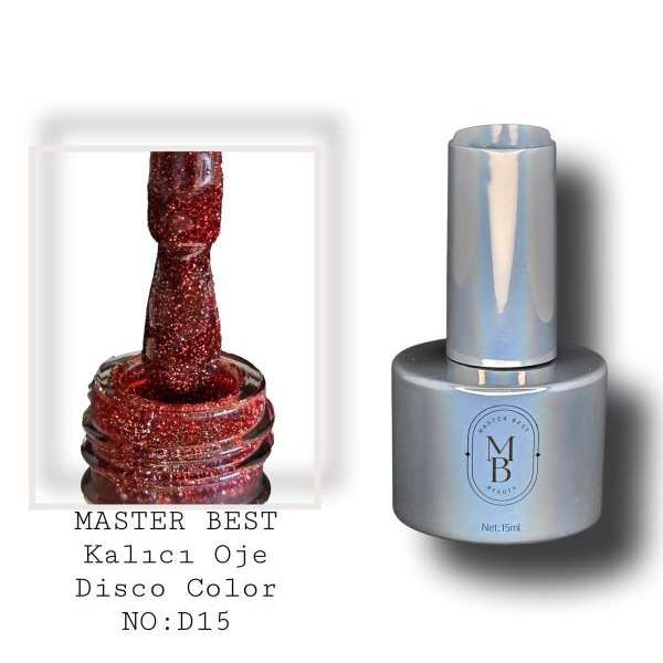 Masterbest disco kalıcı oje 15ml DD15 koyu şarap bordo soluk altın