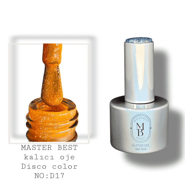 Masterbest disco kalıcı oje 15ml DD17 canlı turuncu pembe altın holografik