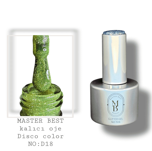 Masterbest disco kalıcı oje 15ml DD18 orta zeytin yeşil sarı altın