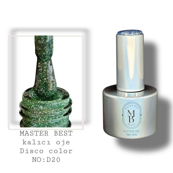 Masterbest disco kalıcı oje 15ml DD20 koyu orman yeşili gümüş yeşil