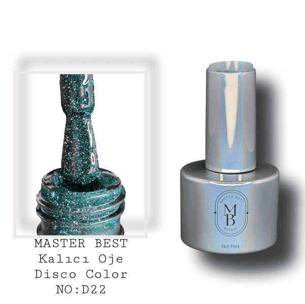 Masterbest disco kalıcı oje 15ml DD22 derin zümrüt teal yeşil aqua holografik