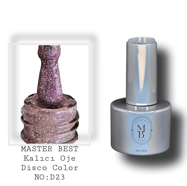 Masterbest disco kalıcı oje 15ml DD23 orta lila mor pembe gümüş holografik
