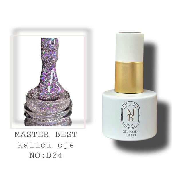 Masterbest disco kalıcı oje 15ml DD24 koyu dumanlı gri kahve çok renkli holografik