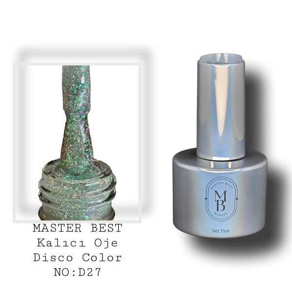 Masterbest disco kalıcı oje 15ml DD27 orta teal gri gökkuşağı holografik