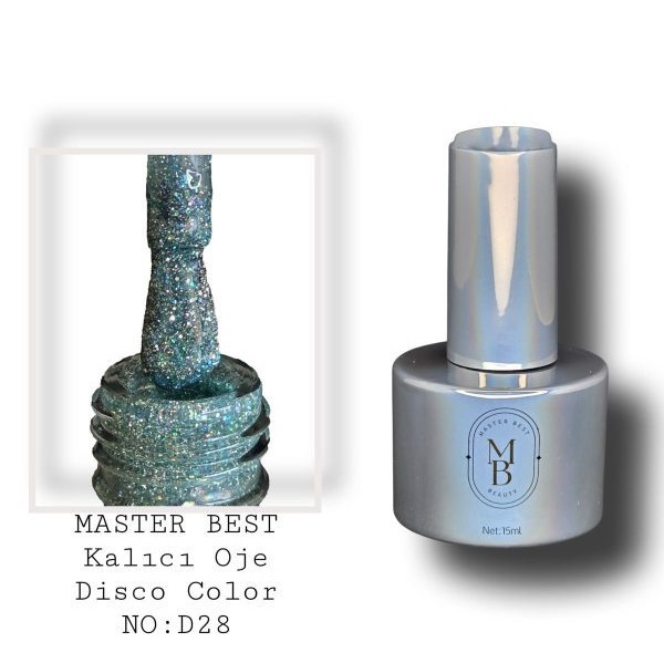Masterbest disco kalıcı oje 15ml DD28 zengin teal yeşil mavi altın holografik