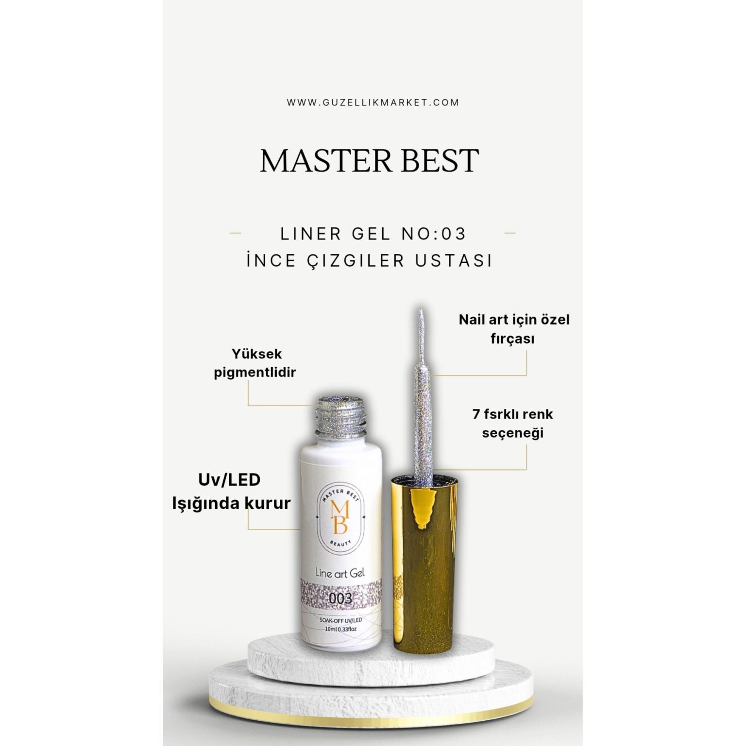Masterbest gümüş simli liner gel LG03 10ml