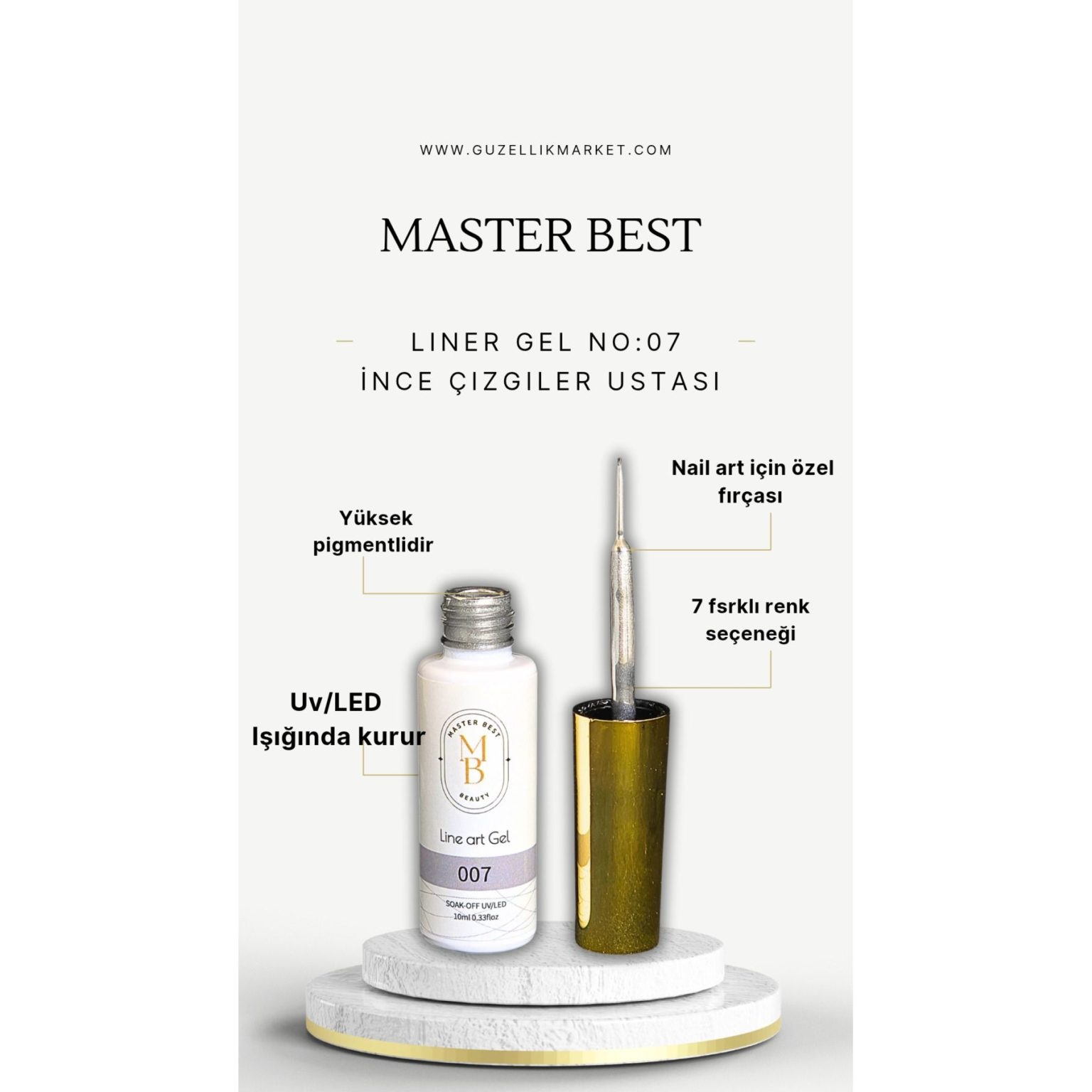 Masterbest füme gümüş liner gel LG07 10ml